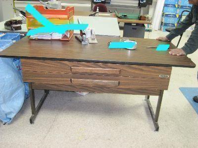 wood desk with drawers
