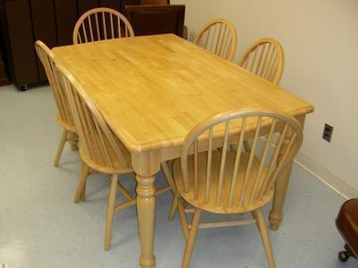 Solid Wood Kitchen Table Set Table 6 Padded Chairs Modern Look