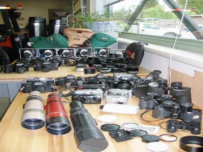 large lot of cameras