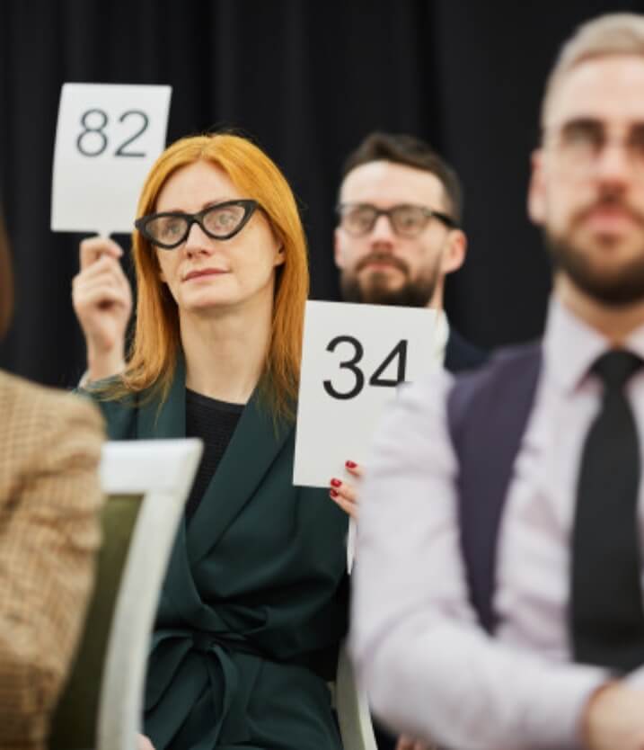 Bidders at a government auction